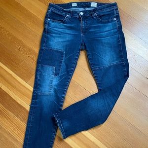 AG The Stevie ankle Slim Straight Ankle cropped blue wash jeans size 28 R